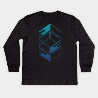 Abstract blue box Kids Long Sleeve T-Shirt